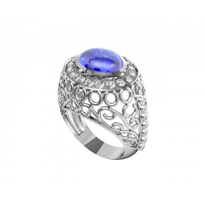 Victoria Blue Sapphire & Diamond Ring